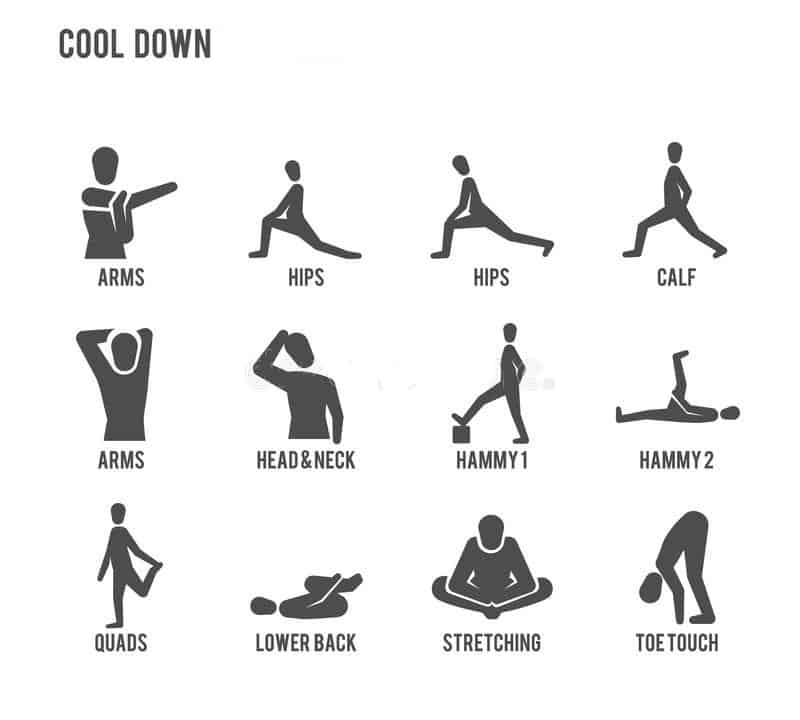 Illustrated cool down stretches